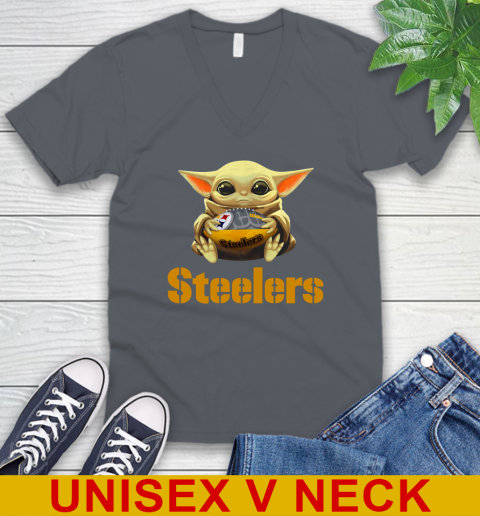 NFL Football Pittsburgh Steelers Baby Yoda Star Wars Shirt V-Neck T-Shirt 5