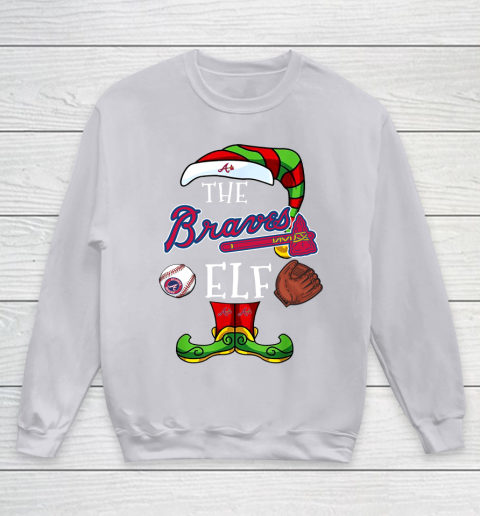 Atlanta Braves Christmas ELF Funny MLB Youth Sweatshirt 3
