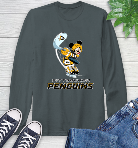 NHL Hockey Pittsburgh Penguins Cheerful Mickey Mouse Shirt Long Sleeve T-Shirt 7