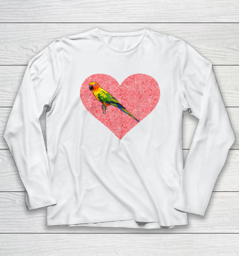Sun Conure Valentines Day Bird Love Fingerprint Long Sleeve T-Shirt