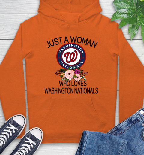 MLB Just A Woman Who Loves Washington Nationals Baseball Sports Hoodie 3