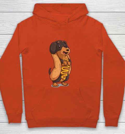 Wiener Dog Hotdog Bun Dachshund Funny Foodie Gift Hot Dog Youth Hoodie 3