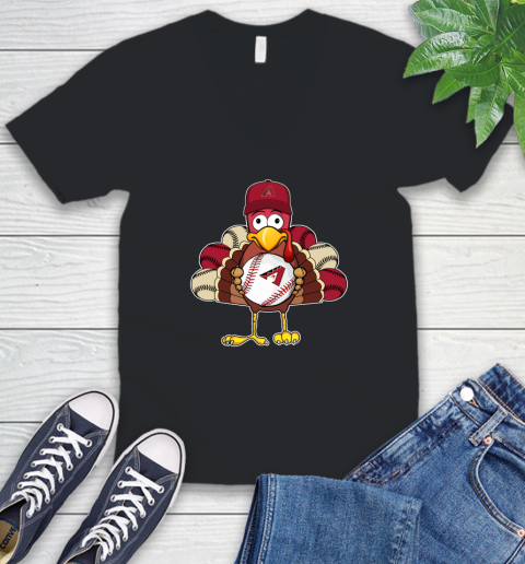 Arizona Diamondbacks Turkey thanksgiving V-Neck T-Shirt 2