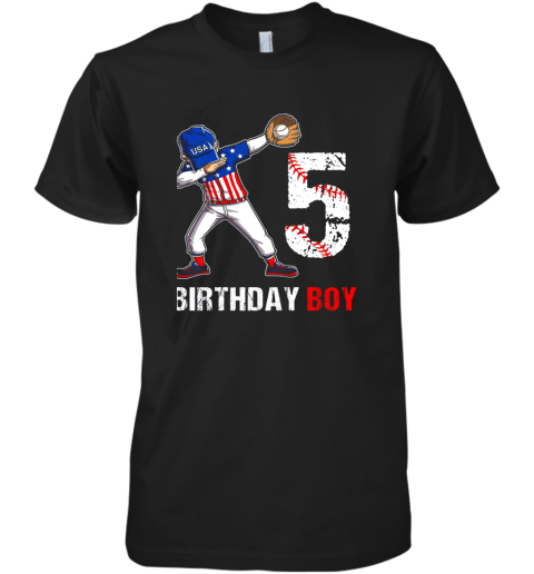 Kids 5 Years Old 5th Birthday Baseball Dabbing Shirt Gift Party Premium Men's T-Shirt