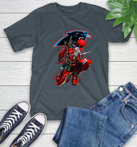 NFL Deadpool Marvel Comics Sports Football Carolina Panthers T-Shirt 9