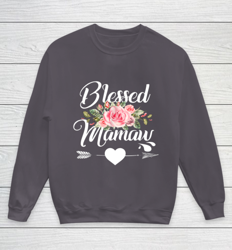 Blessed Mamaw Thanksgiving Christmas Floral Gift For Grandma Youth Sweatshirt 5