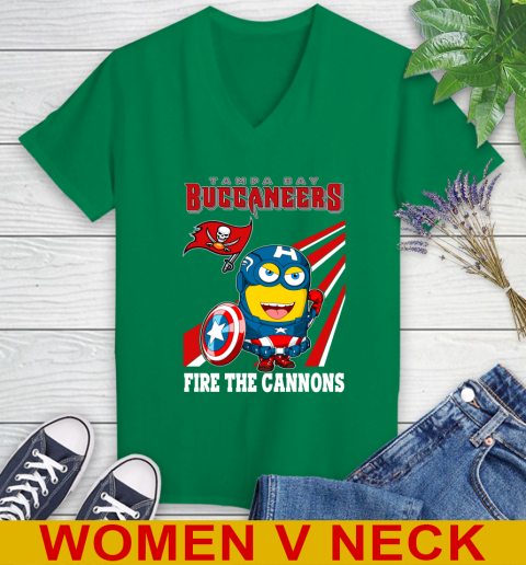 NFL Football Tampa Bay Buccaneers Captain America Marvel Avengers Minion Shirt Women's V-Neck T-Shirt 5