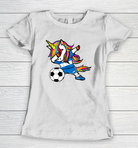 Dabbing Unicorn Honduras Football Honduran Flag Soccer Women's T-Shirt