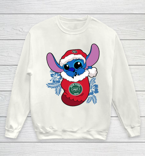 New York Jets Christmas Stitch In The Sock Funny Disney NFL Youth Sweatshirt 2