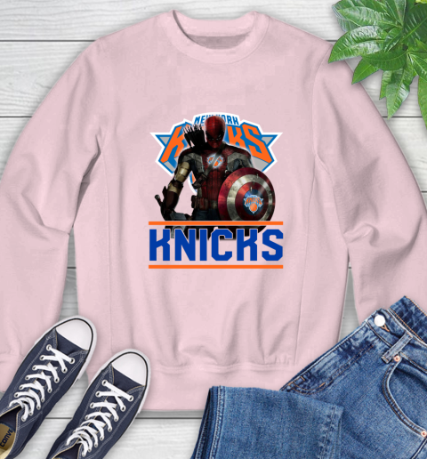 New York Knicks NBA Basketball Captain America Thor Spider Man Hawkeye Avengers Sweatshirt 9