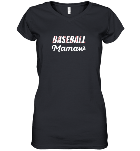 Baseball Mamaw Grandparent Supporter Women's V-Neck T-Shirt