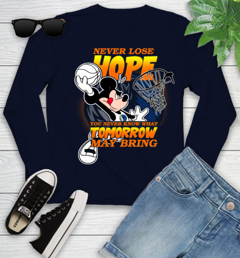 Dallas Mavericks NBA Basketball Mickey Disney Never Lose Hope Youth Long Sleeve 2