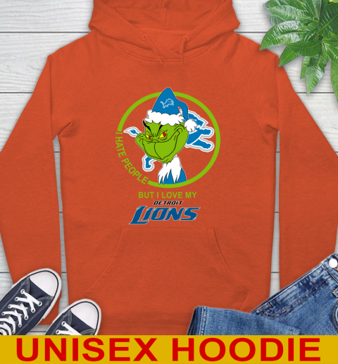 Detroit Lions NFL Christmas Grinch I Hate People But I Love My Favorite Football Team Hoodie 5