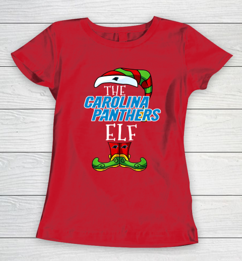 Carolina Panthers Christmas ELF Funny NFL Women's T-Shirt 9