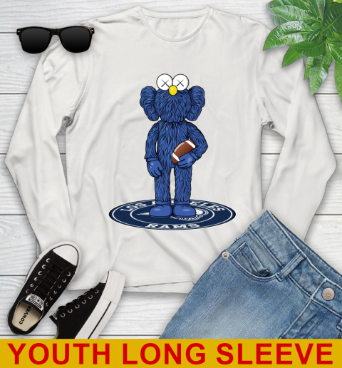 NFL Football Los Angeles Rams Kaws Bff Blue Figure Shirt Youth Long Sleeve 12
