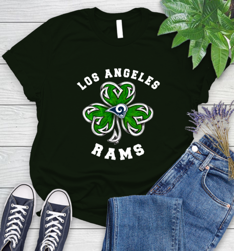 NFL Los Angeles Rams Three Leaf Clover St Patrick's Day Football Sports Women's T-Shirt 6