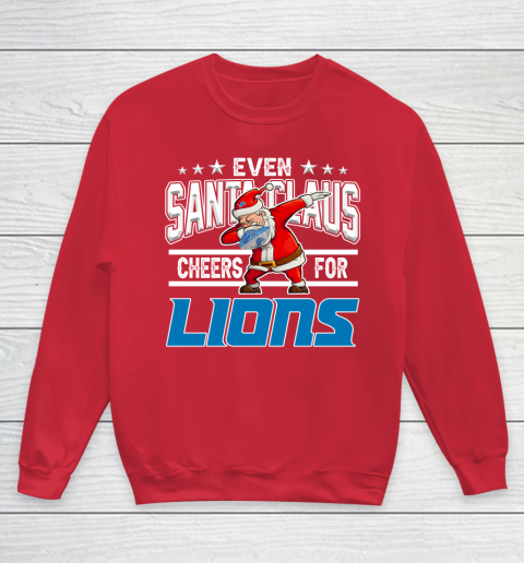 Detroit Lions Even Santa Claus Cheers For Christmas NFL Youth Sweatshirt 7