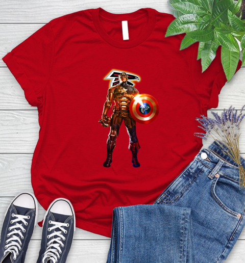 NFL Captain America Marvel Avengers Endgame Football Sports Atlanta Falcons Women's T-Shirt 9