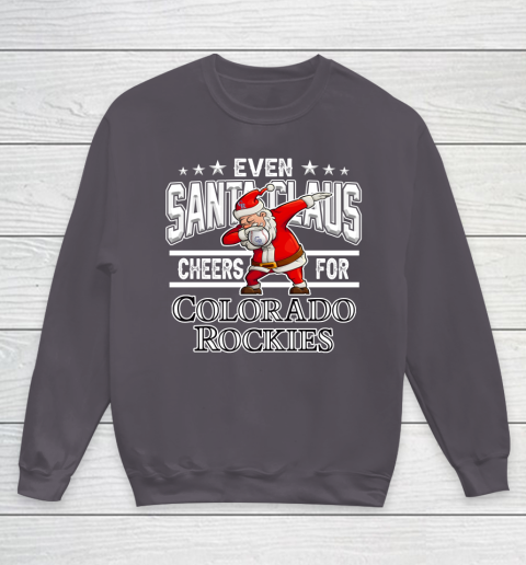 Colorado Rockies Even Santa Claus Cheers For Christmas MLB Youth Sweatshirt 5