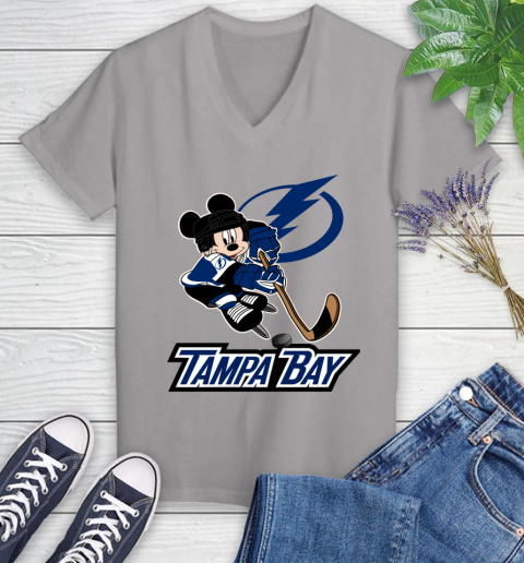 NHL Tampa Bay Lightning Mickey Mouse Disney Hockey T Shirt Women's V-Neck T-Shirt 4