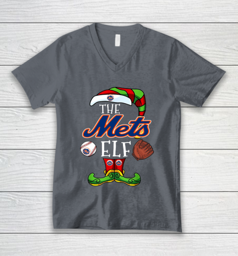 New York Mets Christmas ELF Funny MLB V-Neck T-Shirt 4