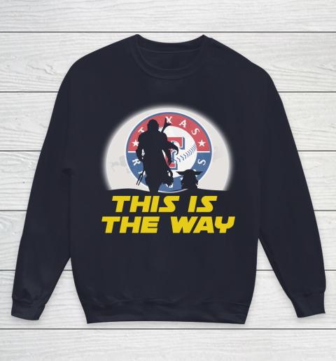 Texas Rangers MLB Baseball Star Wars Yoda And Mandalorian This Is The Way Youth Sweatshirt 2