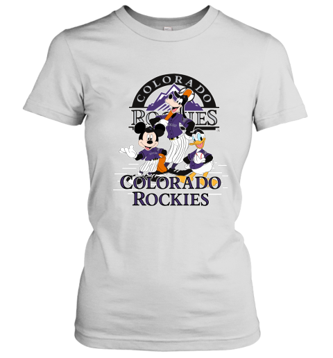 Colorado Rockies Mickey Donald And Goofy Baseball Women's T-Shirt