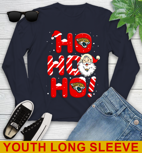 Jacksonville Jaguars NFL Football Ho Ho Ho Santa Claus Merry Christmas Shirt Youth Long Sleeve 2