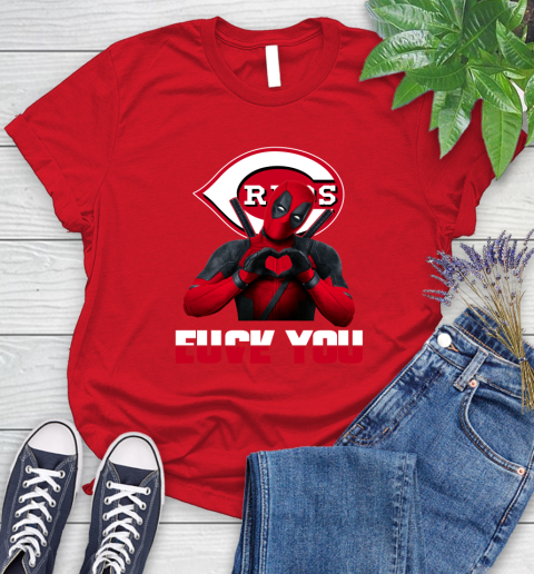 MLB Cincinnati Reds Deadpool Love You Fuck You Baseball Sports Women's T-Shirt 13