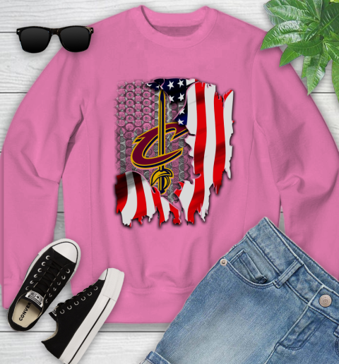 Cleveland Cavaliers NBA Basketball American Flag Youth Sweatshirt 6