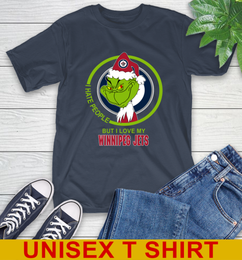 Winnipeg Jets NHL Christmas Grinch I Hate People But I Love My Favorite Hockey Team T-Shirt 4