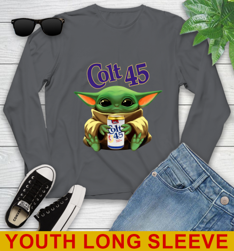 Star Wars Baby Yoda Hugs Colt 45 Beer Shirt 130