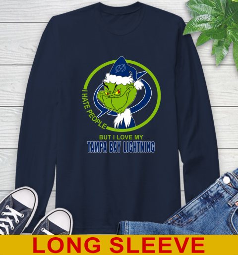 Tampa Bay Lightning NHL Christmas Grinch I Hate People But I Love My Favorite Hockey Team Long Sleeve T-Shirt 4