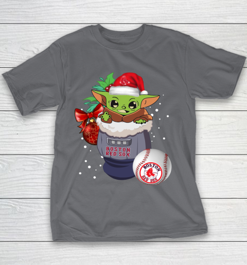 Boston Red Sox Christmas Baby Yoda Star Wars Funny Happy MLB Youth T-Shirt 7