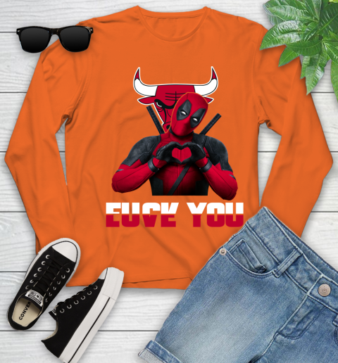 NBA Chicago Bulls Deadpool Love You Fuck You Basketball Sports Youth Long Sleeve 3