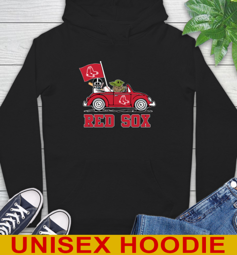 MLB Baseball Boston Red Sox Darth Vader Baby Yoda Driving Star Wars Shirt Hoodie 2