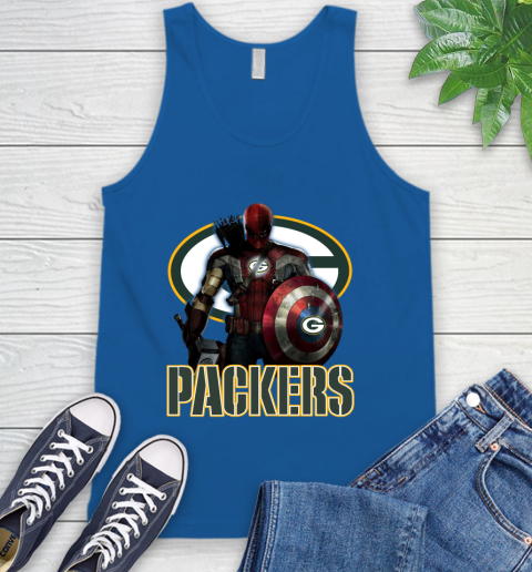 NFL Captain America Thor Spider Man Hawkeye Avengers Endgame Football Green Bay Packers Tank Top 5