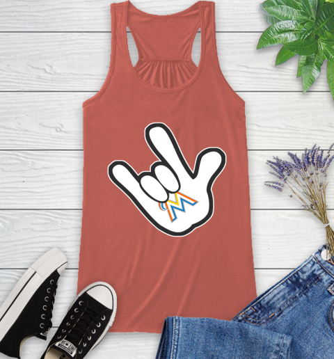 Miami Marlins MLB Baseball Mickey Rock Hand Disney Racerback Tank 4
