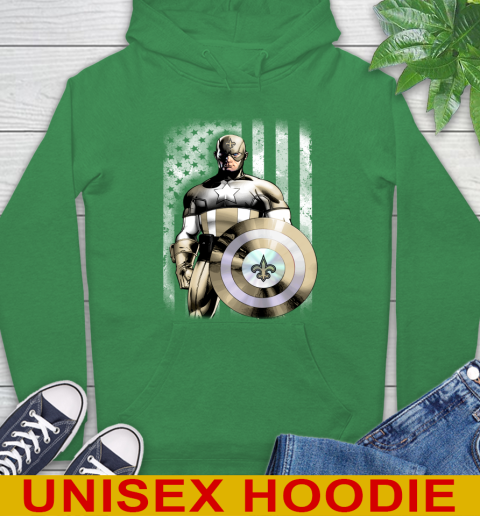New Orleans Saints NFL Football Captain America Marvel Avengers American Flag Shirt Hoodie 8