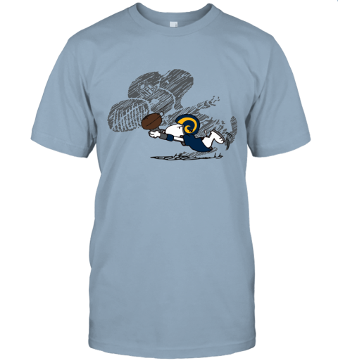Los Angeles Rams Snoopy Plays The Football Game Unisex Jersey Tee