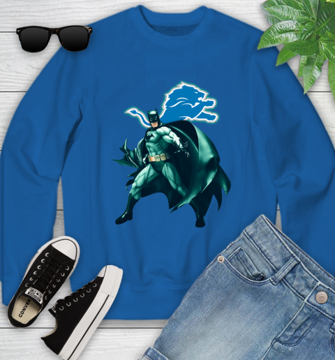 NFL Batman Football Sports Detroit Lions Youth Sweatshirt 8