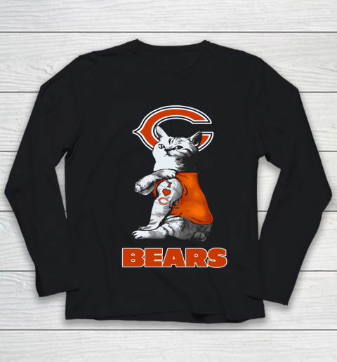 NFL Football My Cat Loves Chicago Bears Youth Long Sleeve