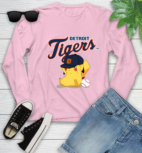 MLB Pikachu Baseball Sports Detroit Tigers Youth Long Sleeve 10
