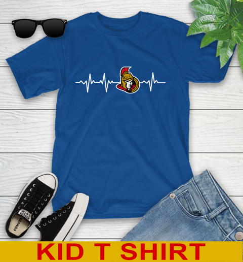 Ottawa Senators NHL Hockey Heart Beat Shirt Youth T-Shirt 10