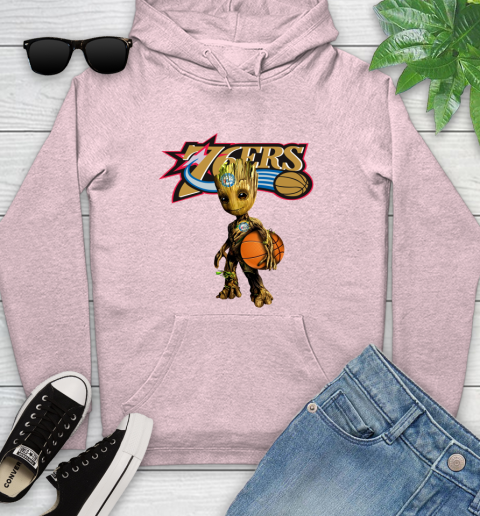Philadelphia 76ers NBA Basketball Groot Marvel Guardians Of The Galaxy Youth Hoodie 10