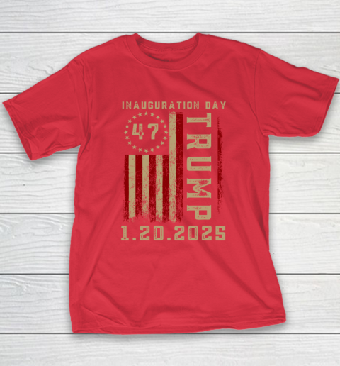 Donald Trump Inauguration Day 2025 47th President 47 US Flag Youth T-Shirt 7