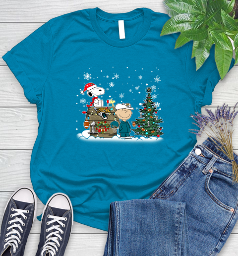 NFL Jacksonville Jaguars Snoopy Charlie Brown Christmas Football Super Bowl Sports Women's T-Shirt 10