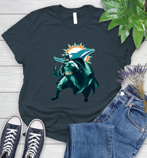 NFL Batman Football Sports Miami Dolphins Women's T-Shirt 8