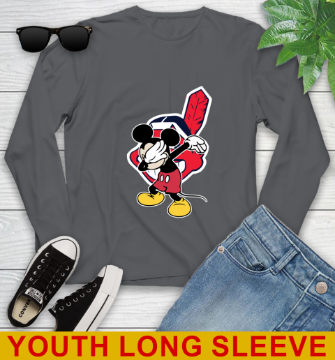 Cleveland Indians MLB Baseball Dabbing Mickey Disney Sports Youth Long Sleeve 9