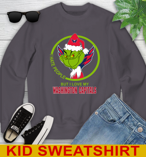 Washington Capitals NHL Christmas Grinch I Hate People But I Love My Favorite Hockey Team Youth Sweatshirt 6